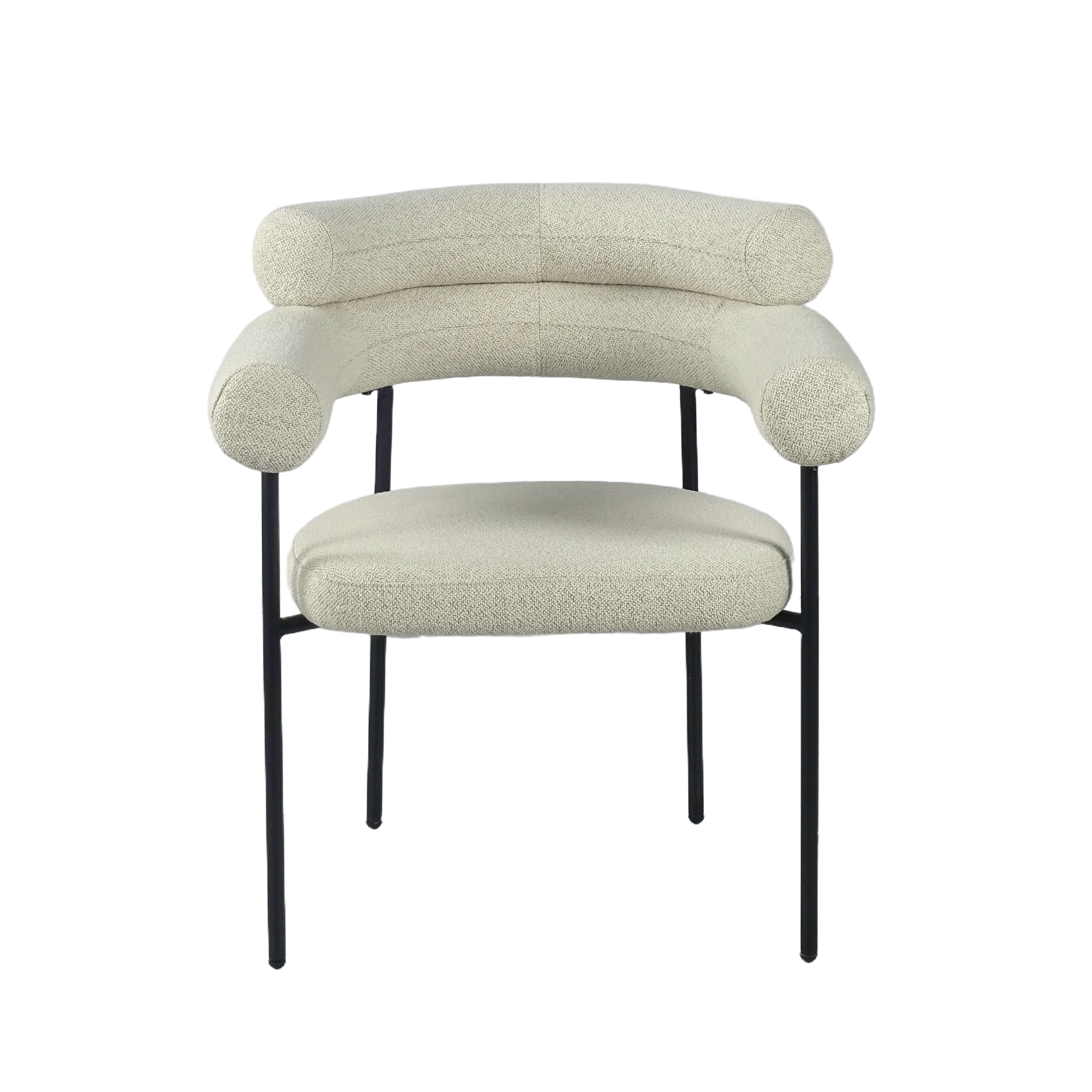 Curved Arm Bouclé Dining Chair — Warm Ivory