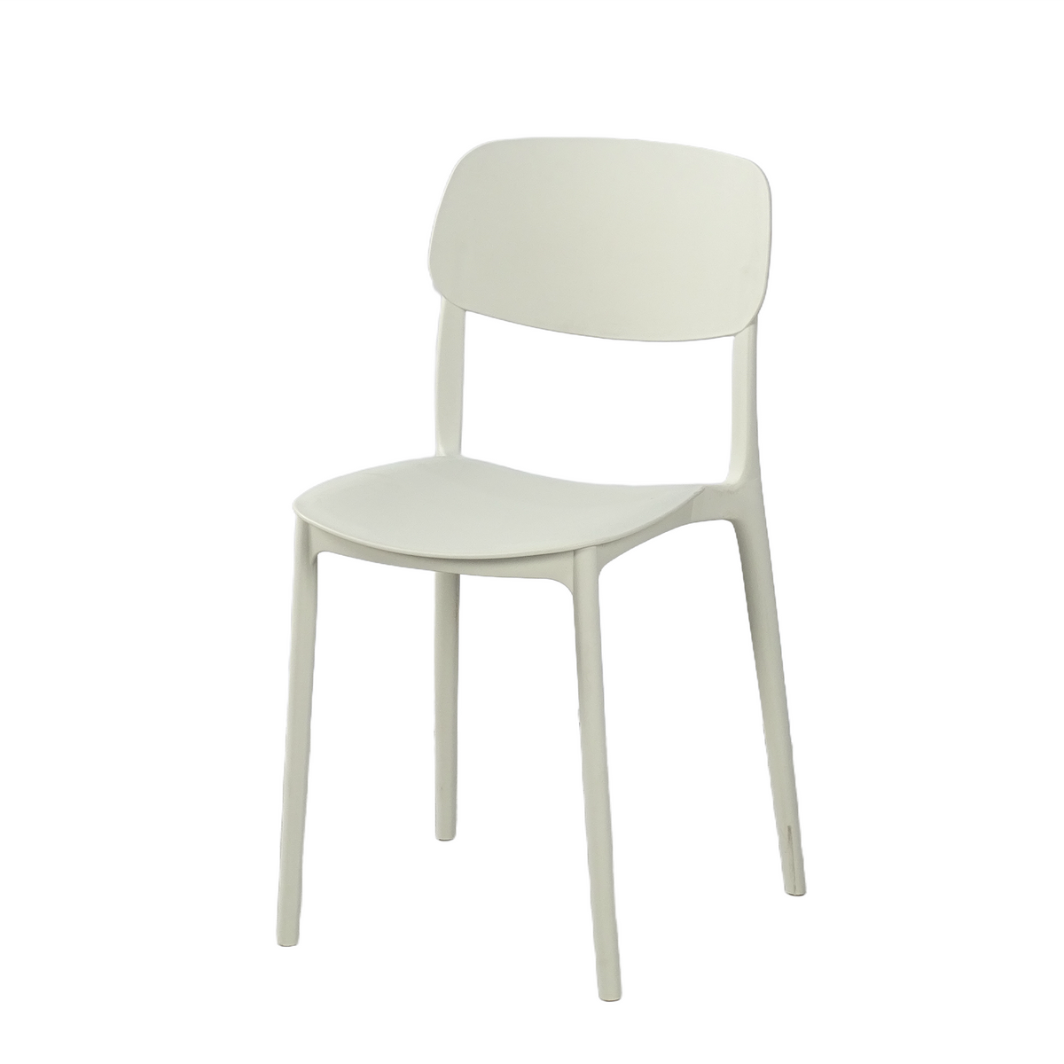 Minimalist armless café chair in off-white with visually lightweight profile PC-133