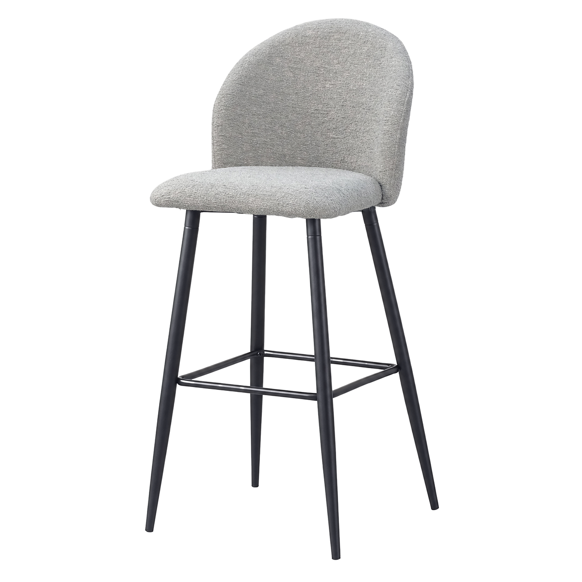 Curved-back bouclé bar stool in Oatmeal Grey for hospitality bar counters BC-50-750