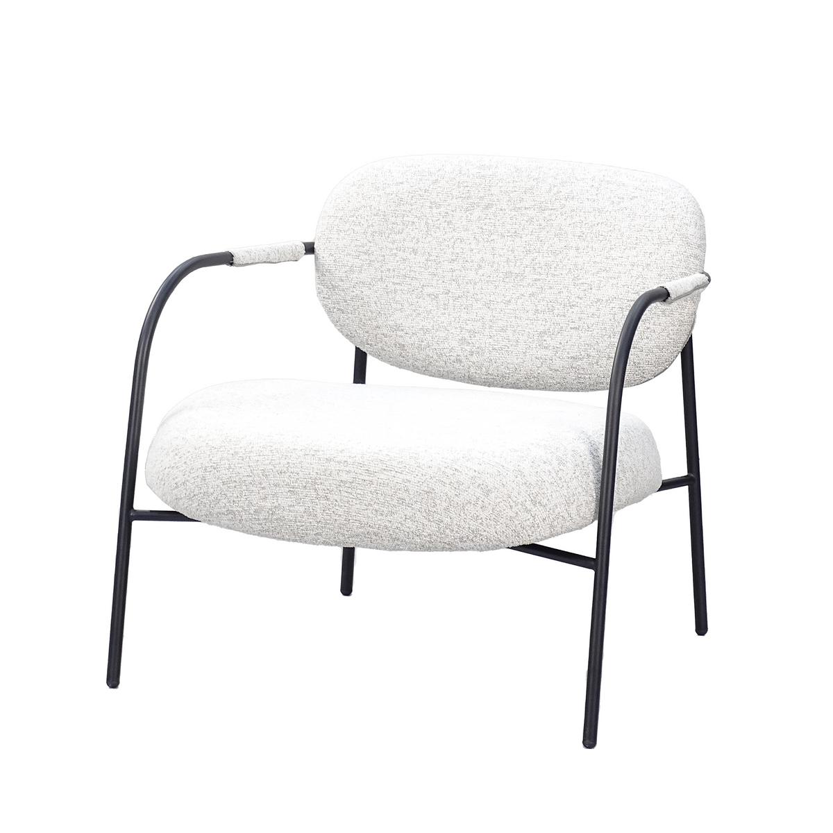 Bouclé lounge armchair with floating seat and back cushions in Chalk grey, GEYA Seating RC-08