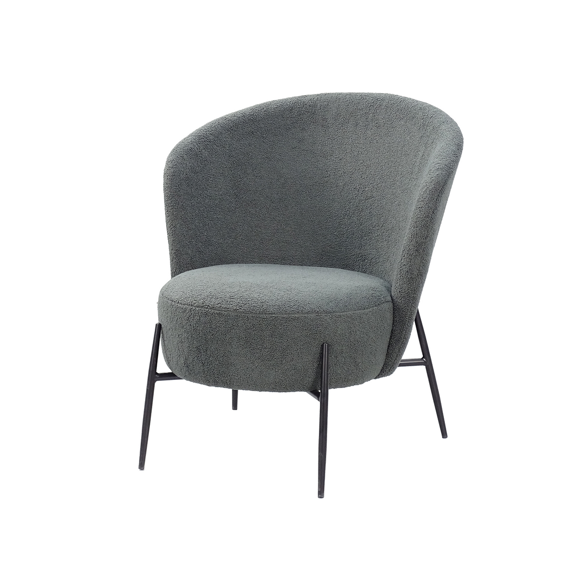 Slate soft bouclé tub lounge chair with armless wraparound back for boutique hotel and contract lounge specification RC-07