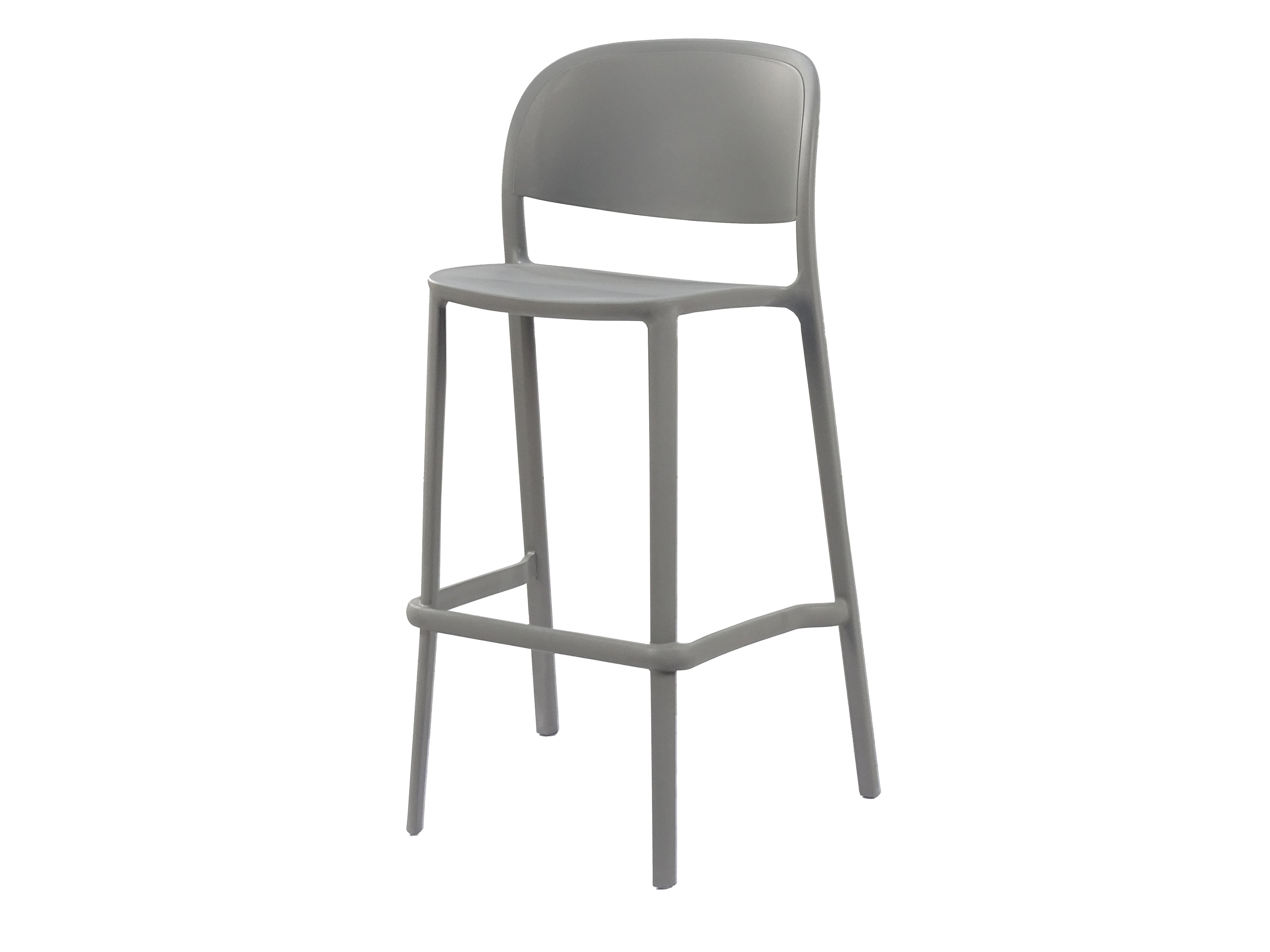 Full-Back Polypropylene Bar Stool in Warm Grey — PC-117