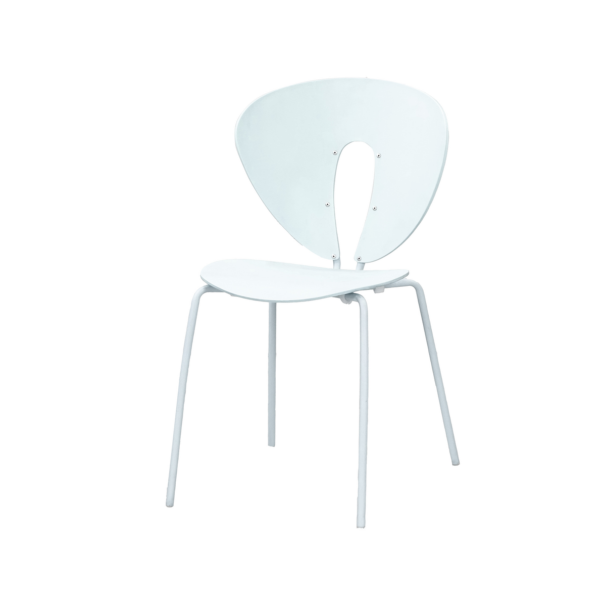 Cut-out back polypropylene side chair in pale mint with teardrop backrest opening and tone-on-tone steel frame, GEYA Seating PC-96