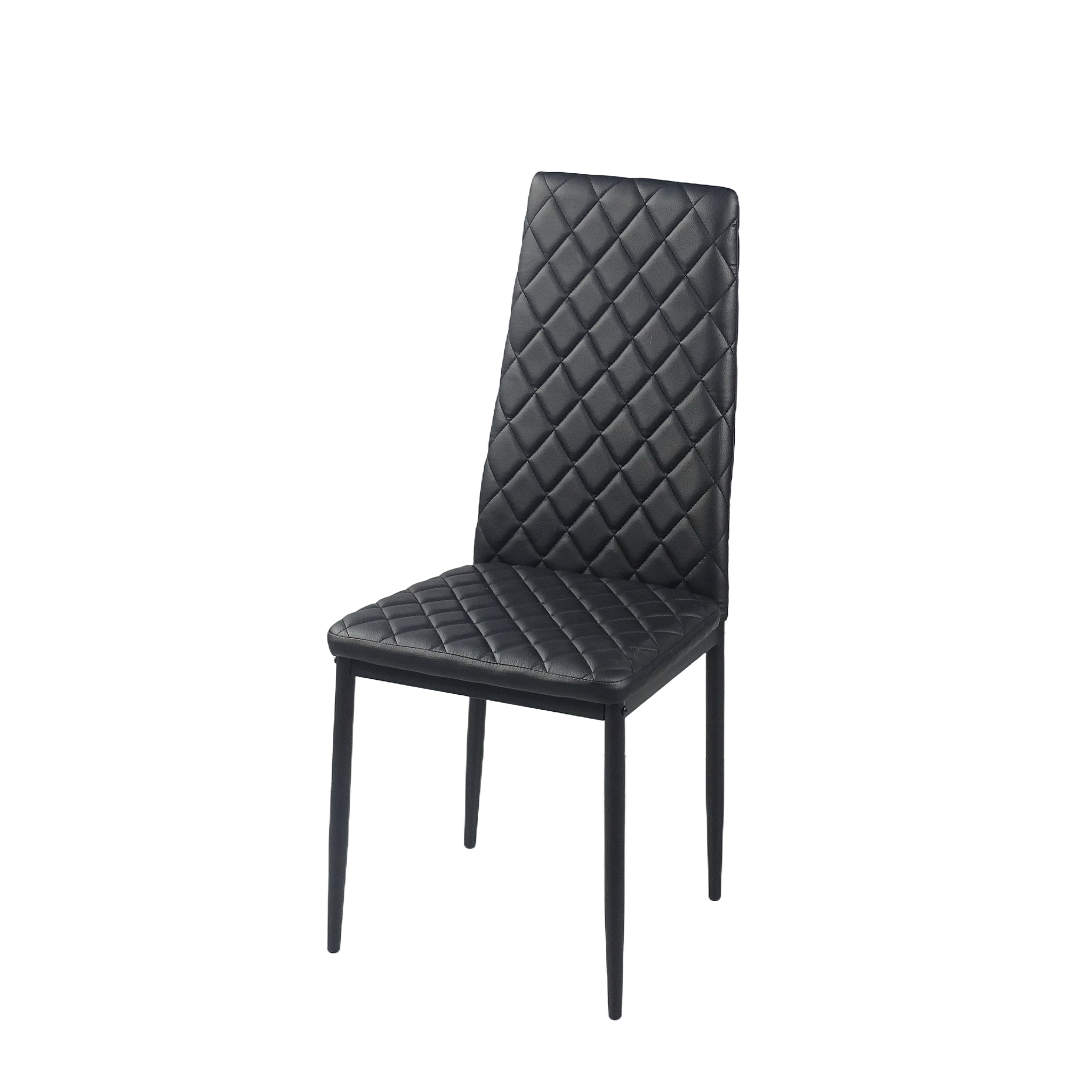 Jet Black diamond-quilted faux leather high-back dining chair — DC-2017-1