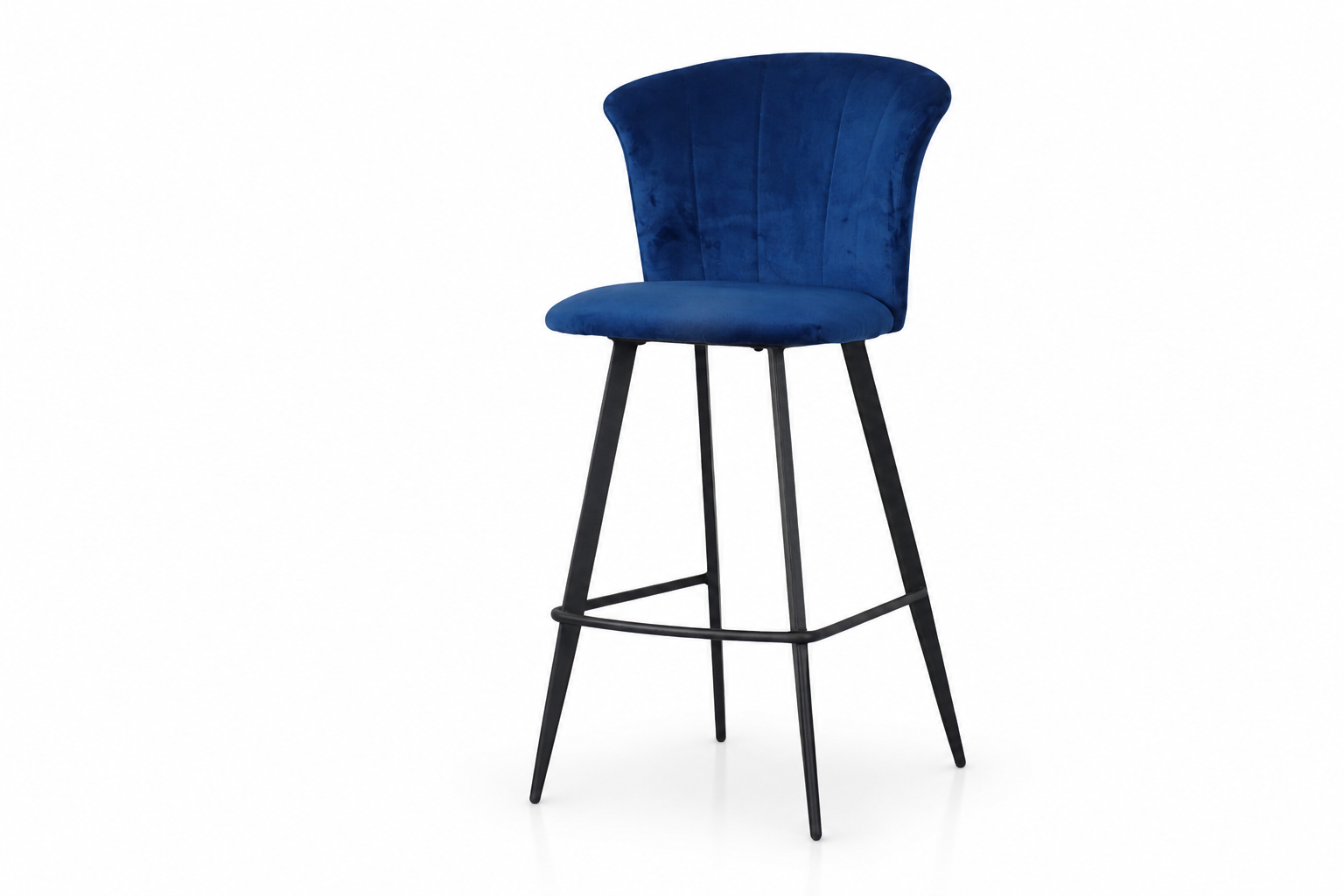Modern Flared-Back Upholstered Counter Stool in Navy Velvet for Hospitality and Bar Spaces BC-22
