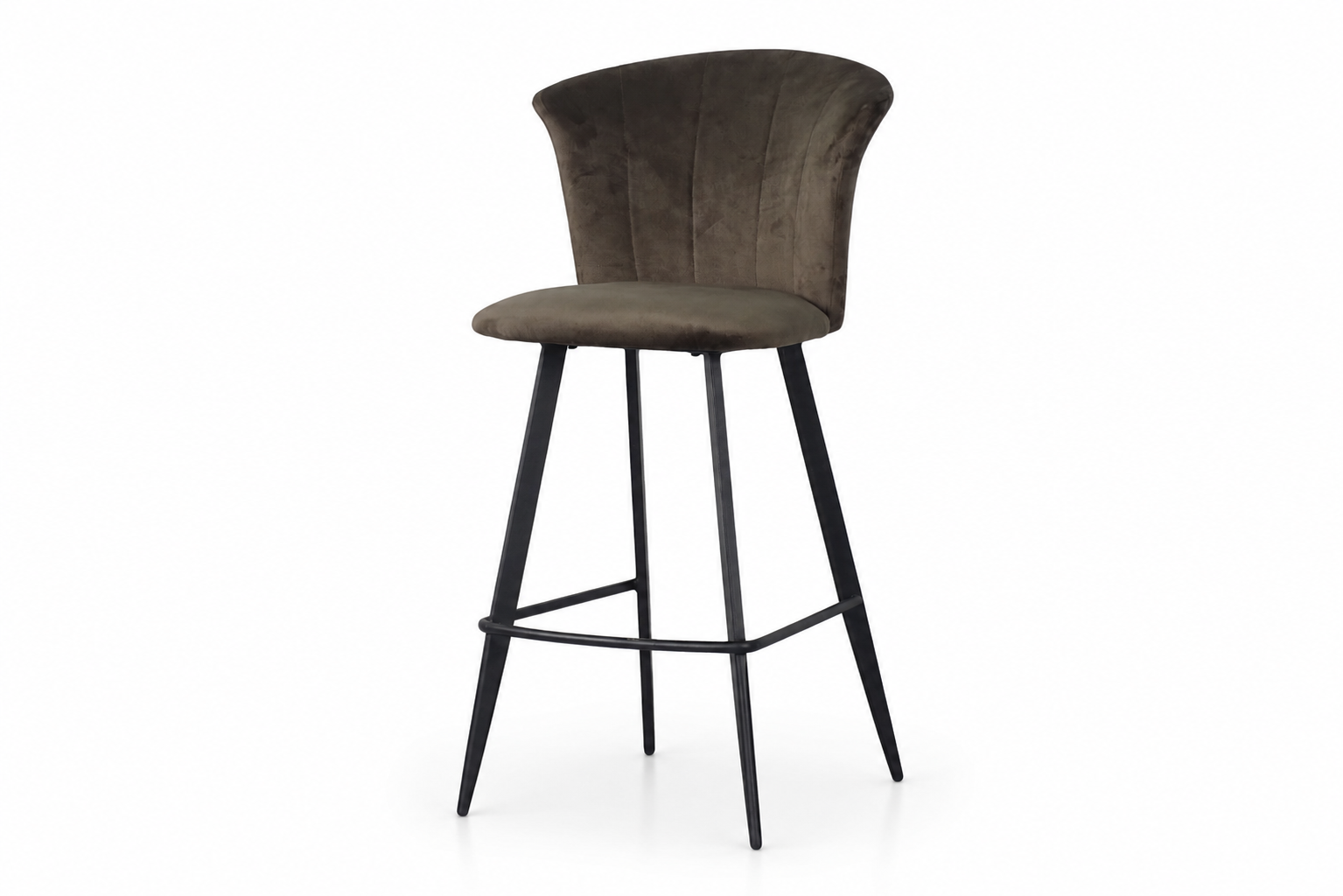Modern Flared-Back Upholstered Counter Stool in Taupe Velvet for Hospitality and Bar Spaces BC-22