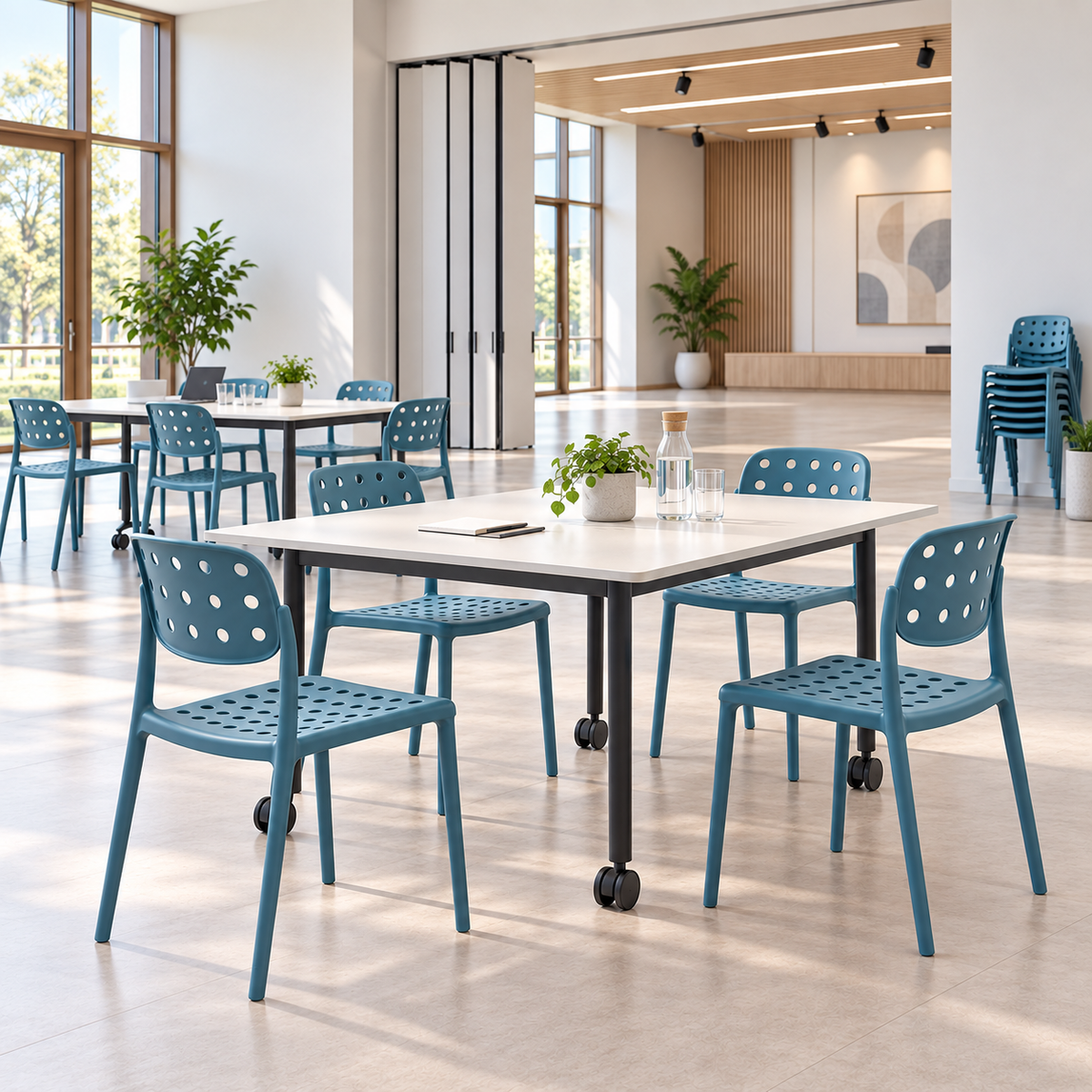 Flexible Multipurpose Chair for Community Event Spaces Teal PC-111
