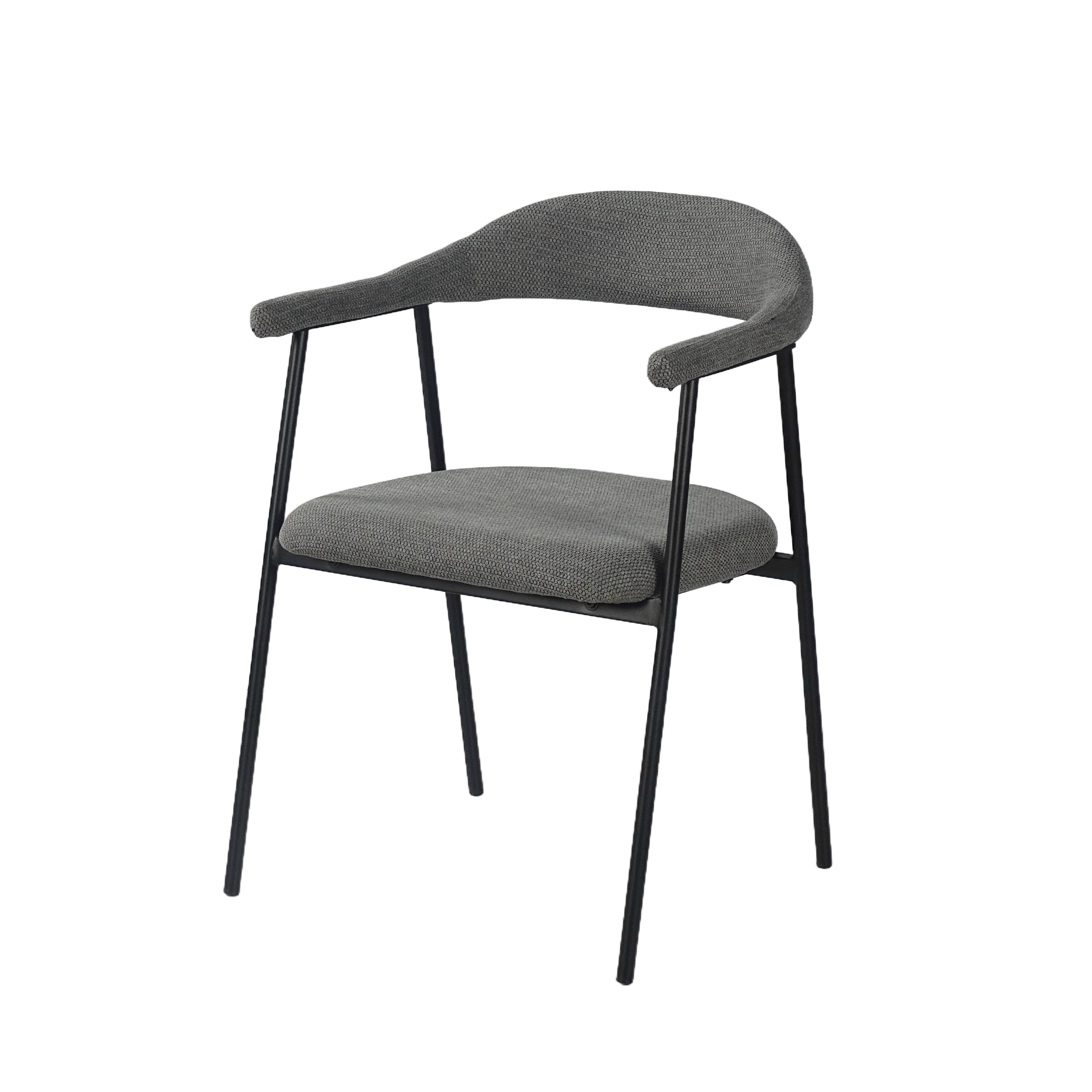 Fluid Arc Dining Chair in warm medium grey EZ3077 fabric, featuring an open frame structure, continuous upholstered arc, and lightweight profile for dining and contract interiors, model DC-3252