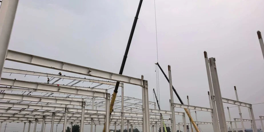 Steel frame installation underway at GEYA’s future furniture manufacturing campus construction site