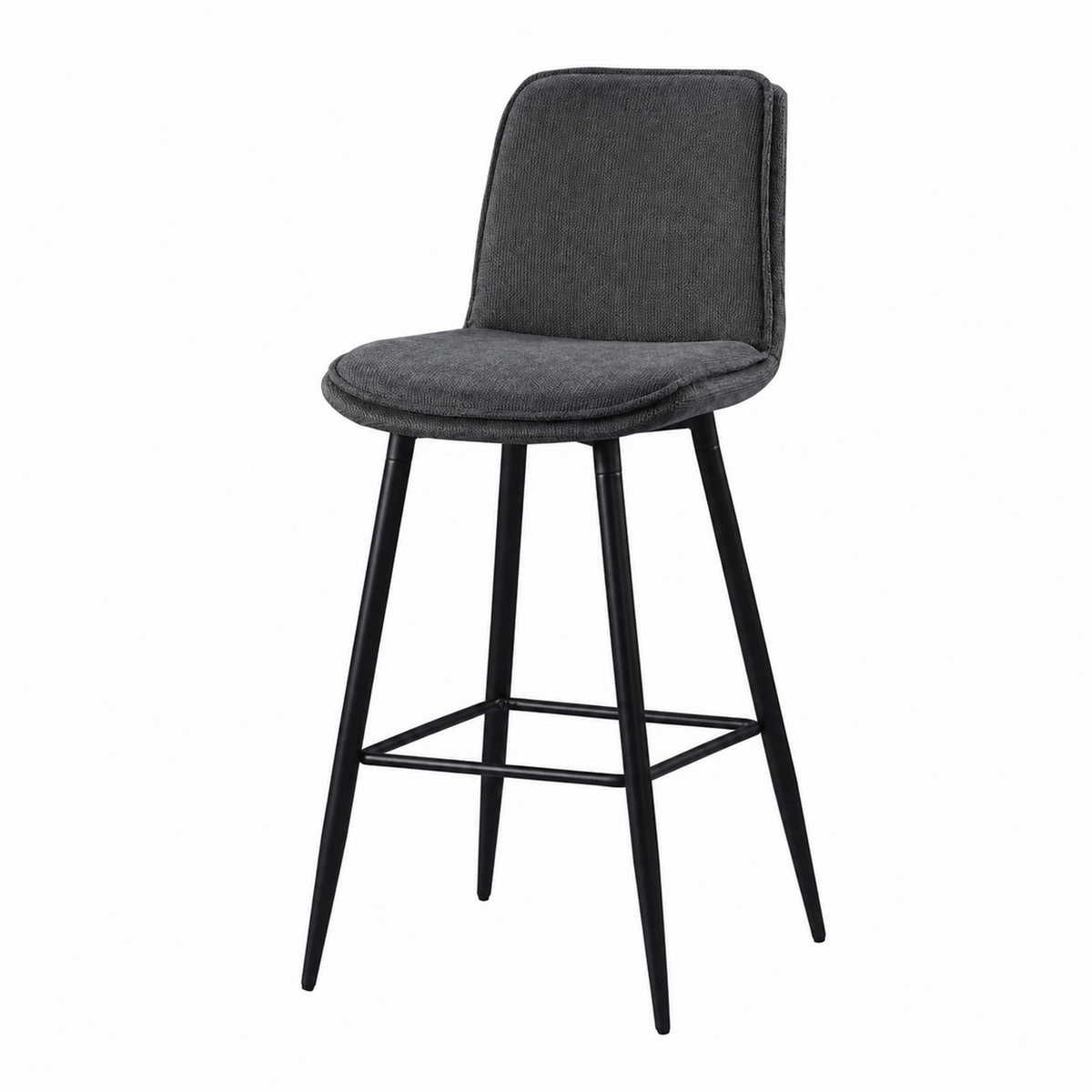 Fine linen-look bar stool in Charcoal with layered seat cushion for restaurant dining counters BC-66-705