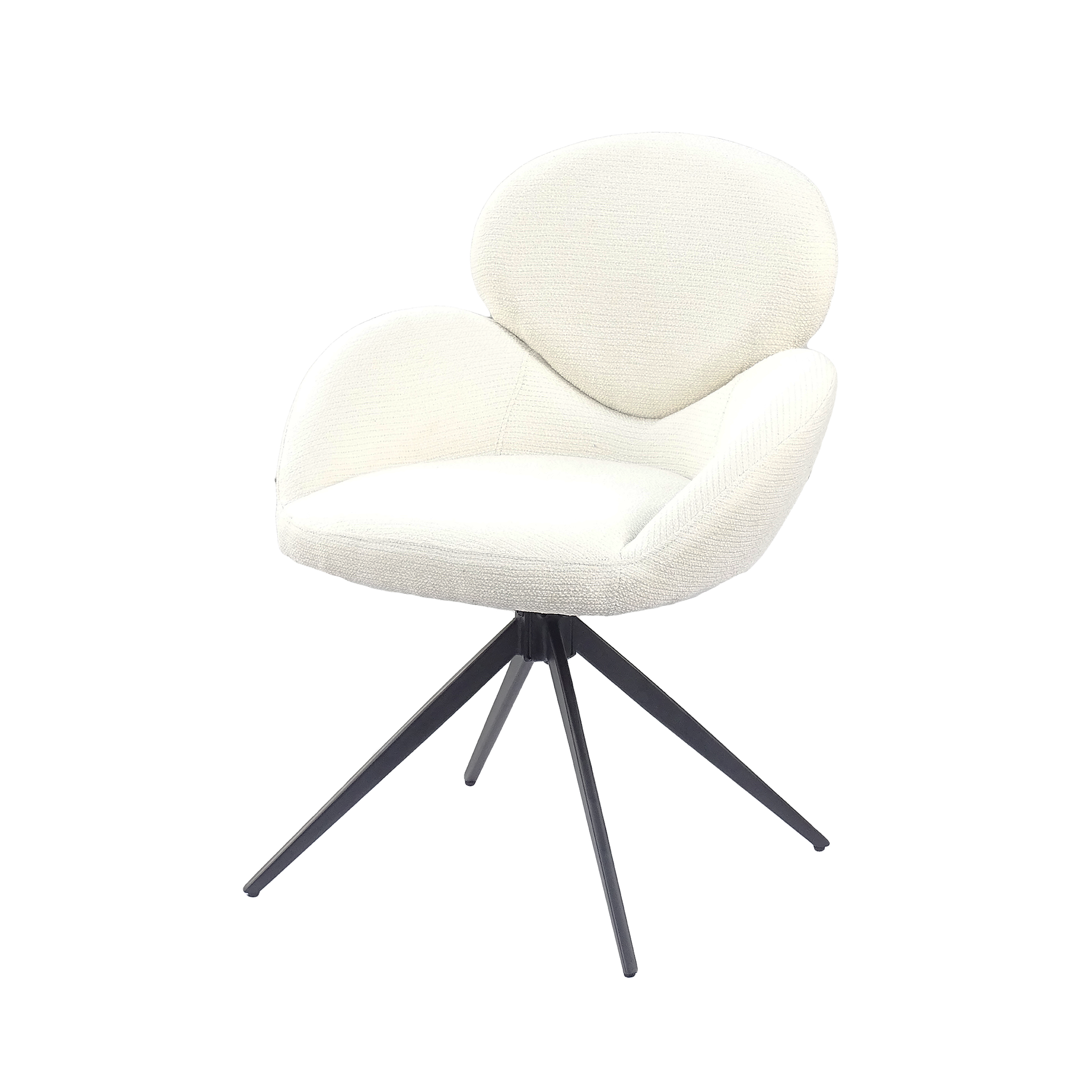 Oval-back swivel armchair in ivory mélange woven fabric showing wraparound arm shell and sculpted backrest — DC-5029