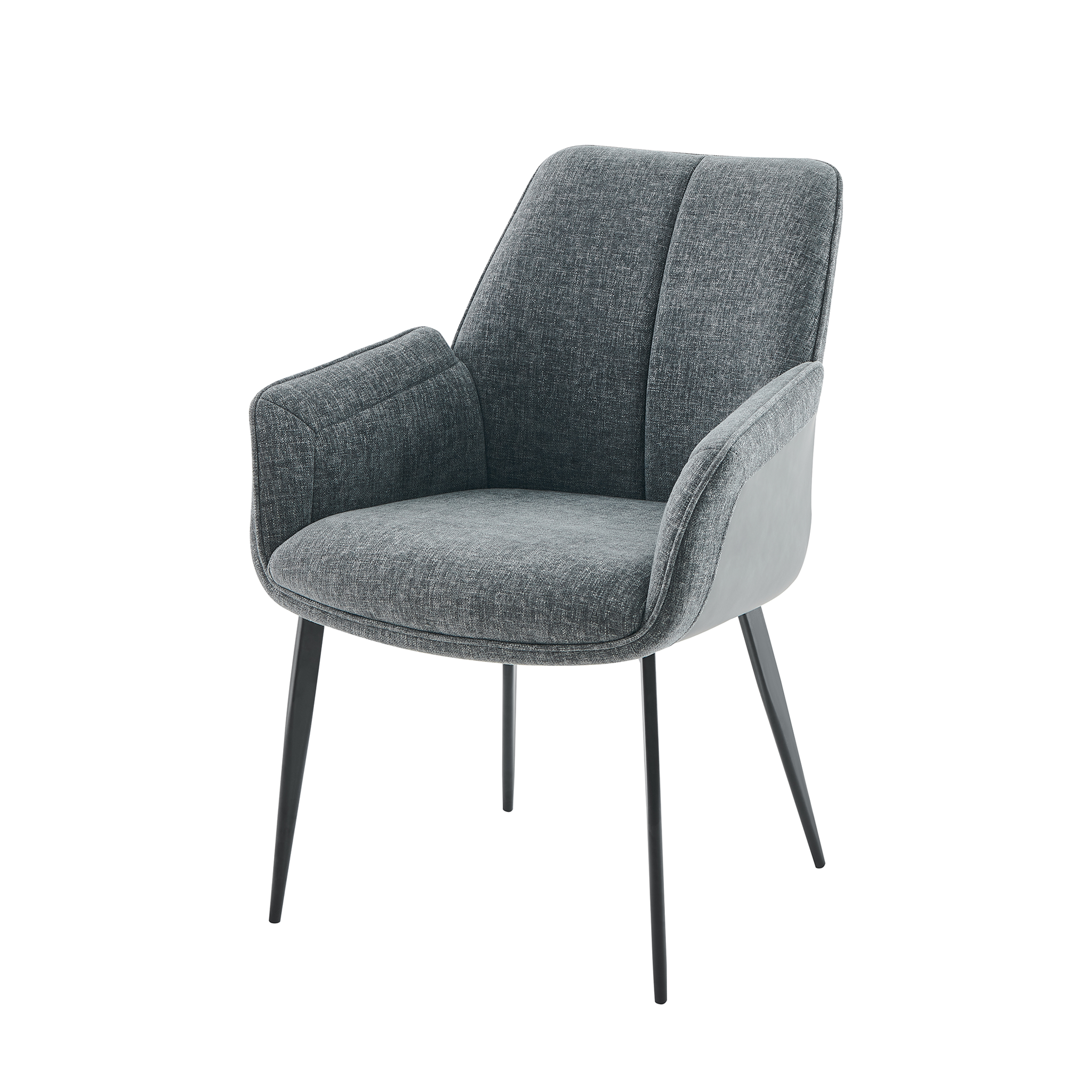Mélange woven patchwork dining armchair in charcoal grey for residential dining room — GEYA Seating DC-3207