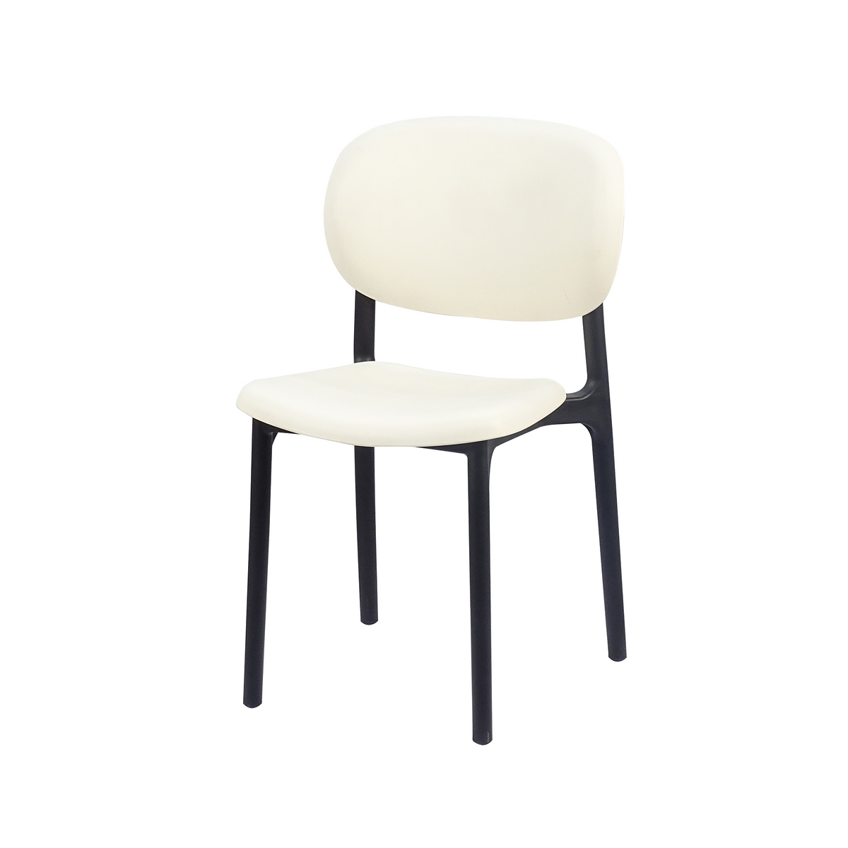 PP side chair with a 450 mm seat height in Ivory on a black frame for café seating PC-103