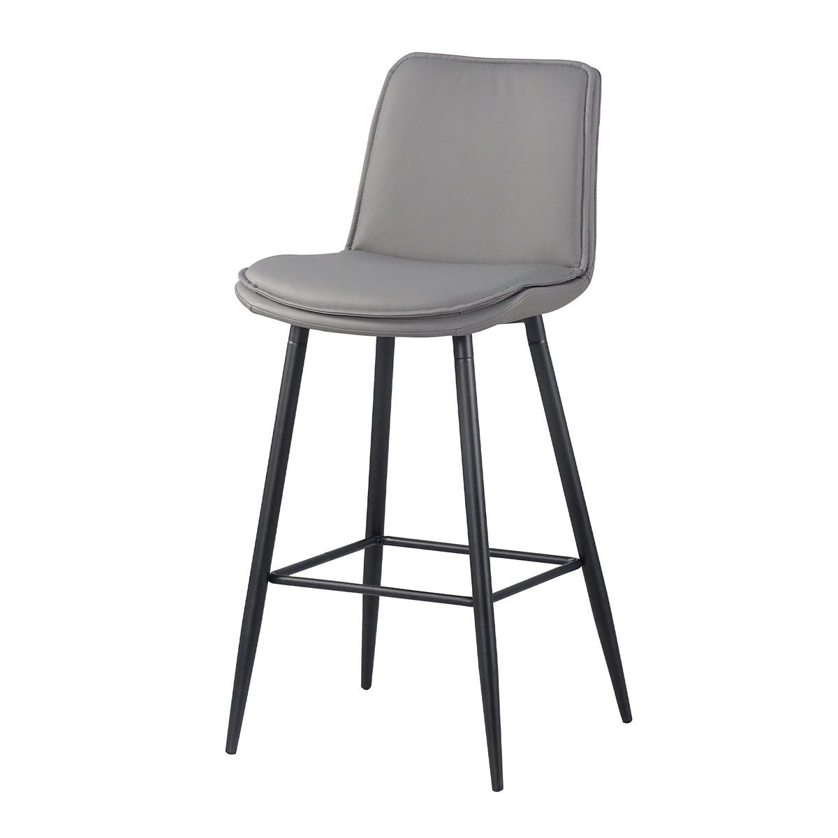 Commercial PU leather bar stool in Pebble with Ø28-16 mm tapered round steel legs BC-66-705