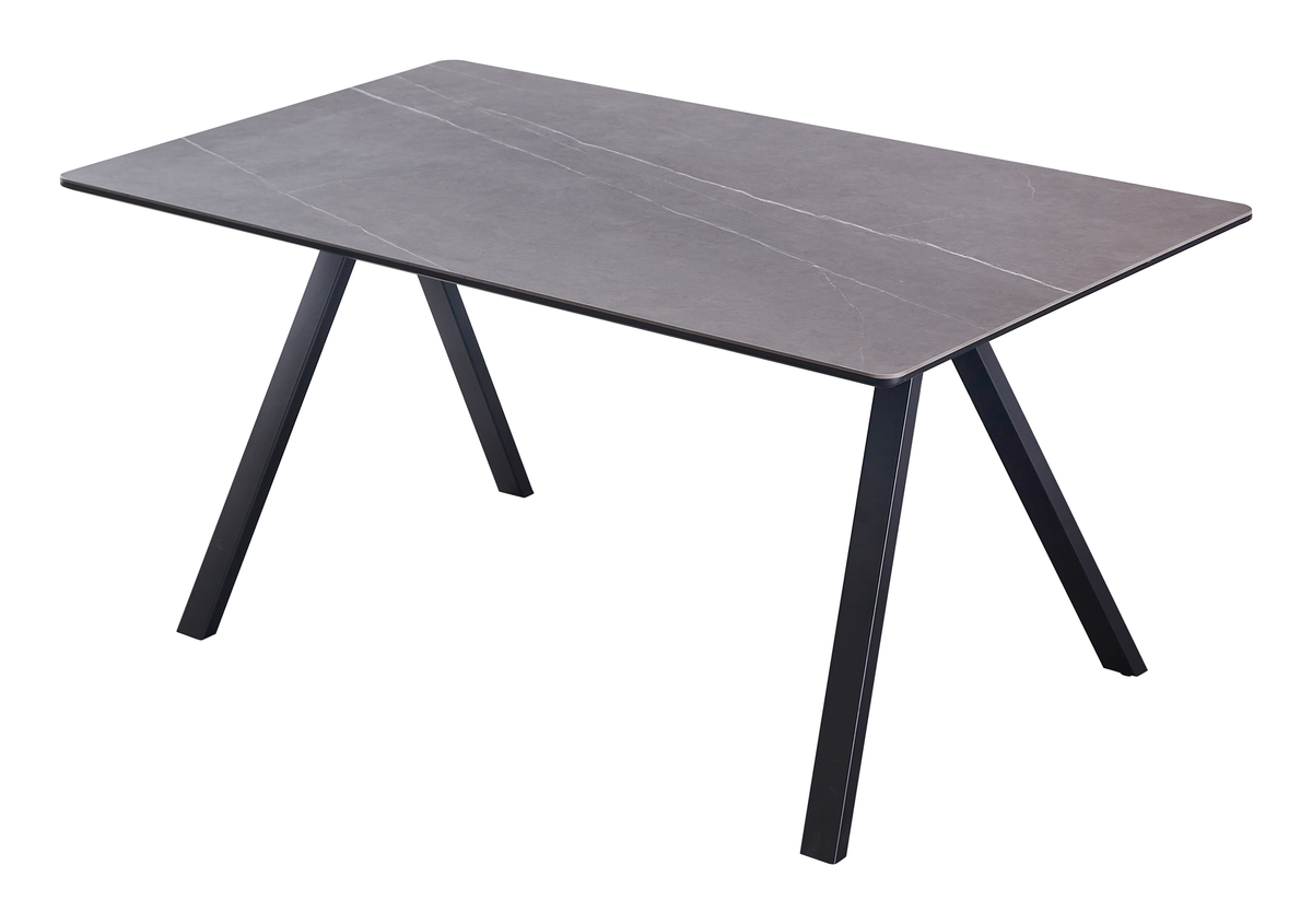 Rounded-corner sintered stone dining table with splayed legs in Armani grey, GEYA Seating T-301