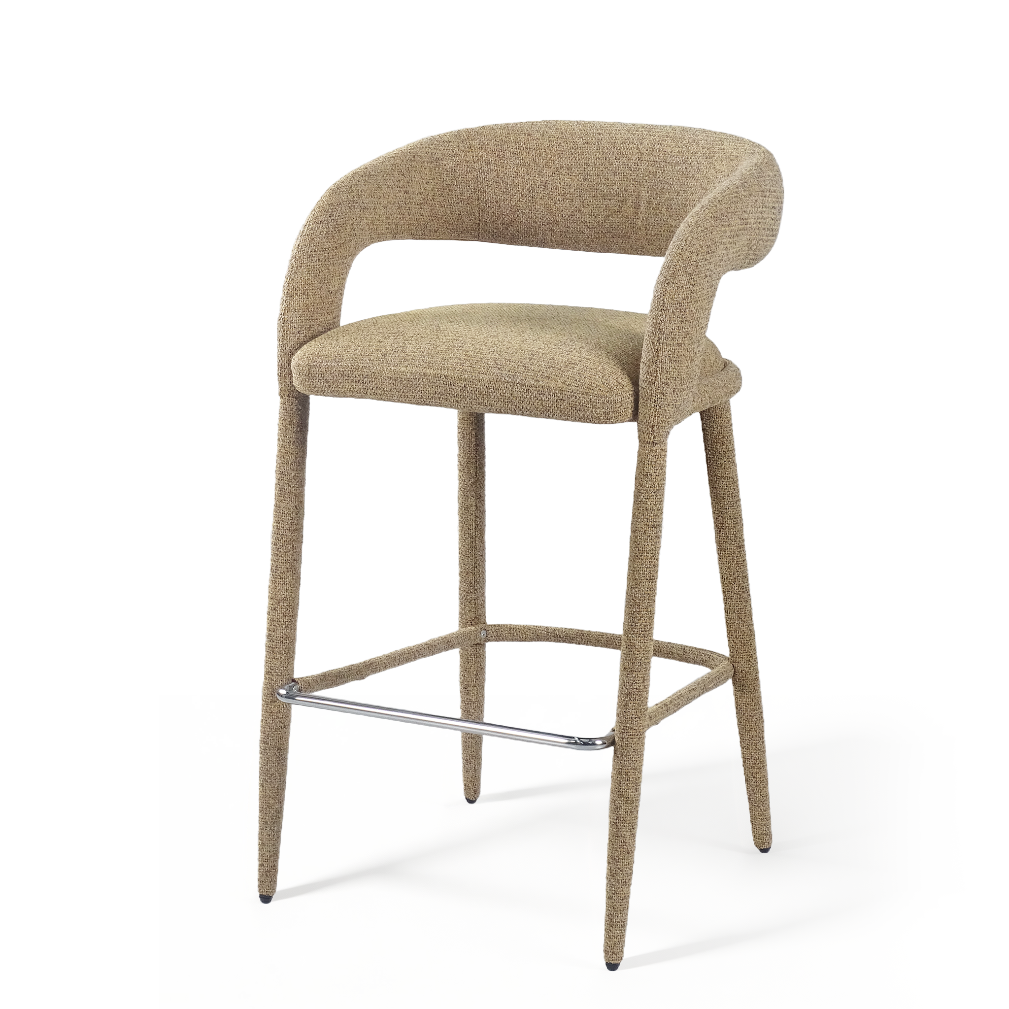 Seamless Sculptural Back Upholstered Bar Stool in Oatmeal Beige – BC-161