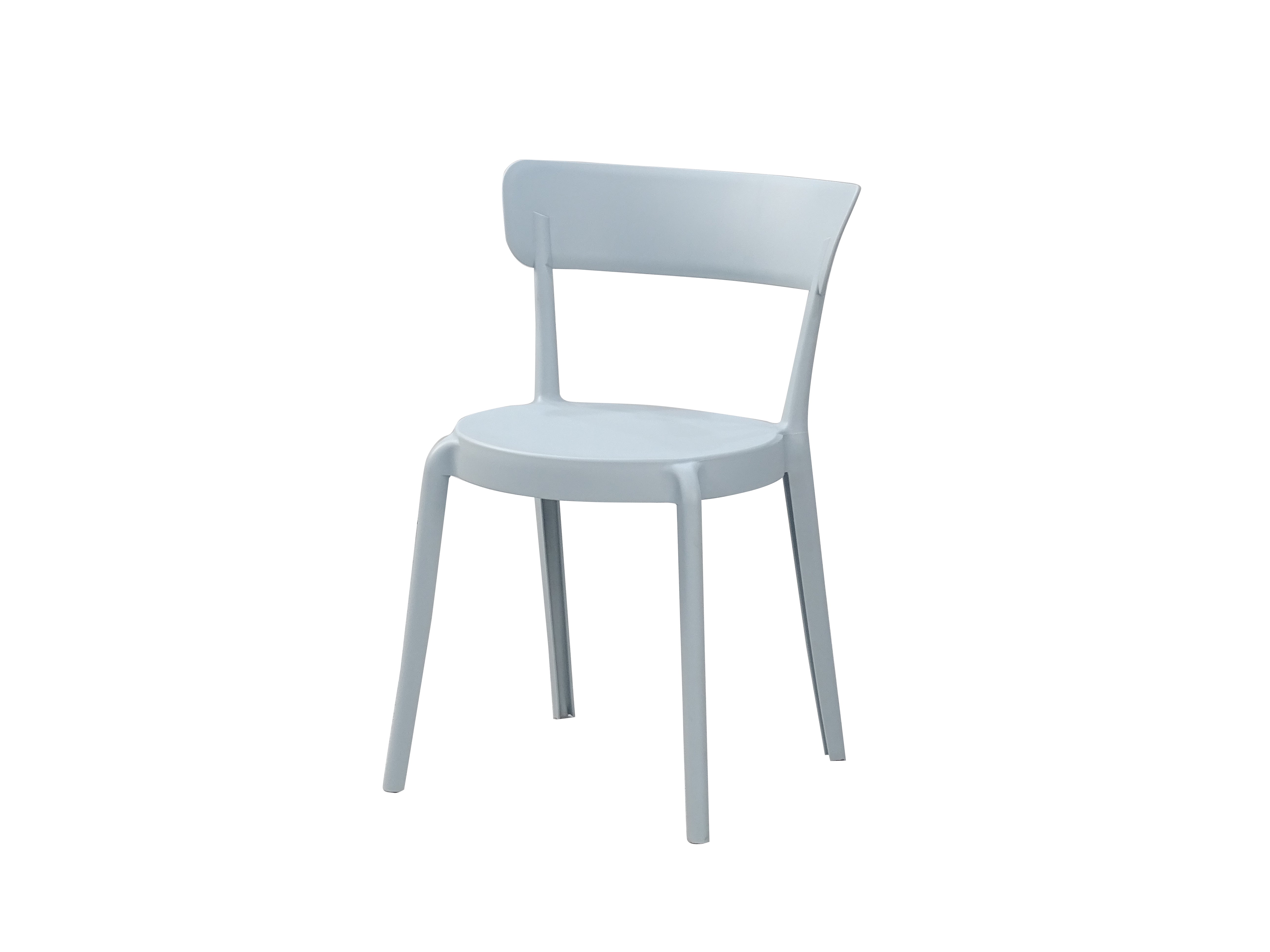 Soft blue grey stackable PP café side chair PC-72