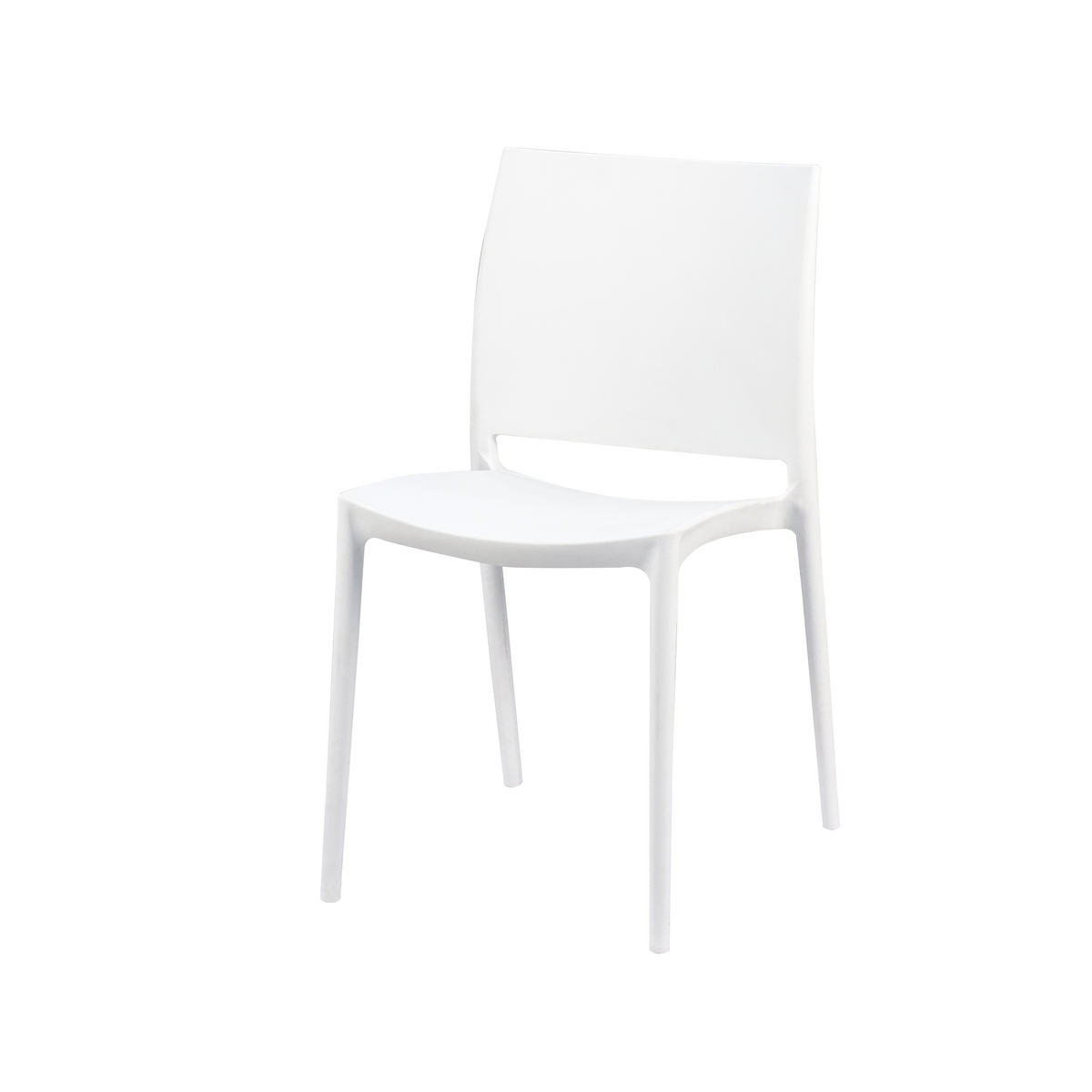 Stackable polypropylene side chair in white with tapered legs for commercial canteen seating PC-100