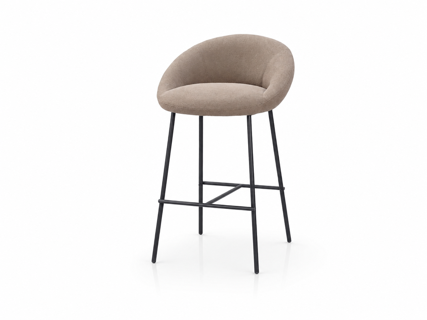Dune Upholstered Curved-Shell Bar Stool with Black Metal Frame BC-88