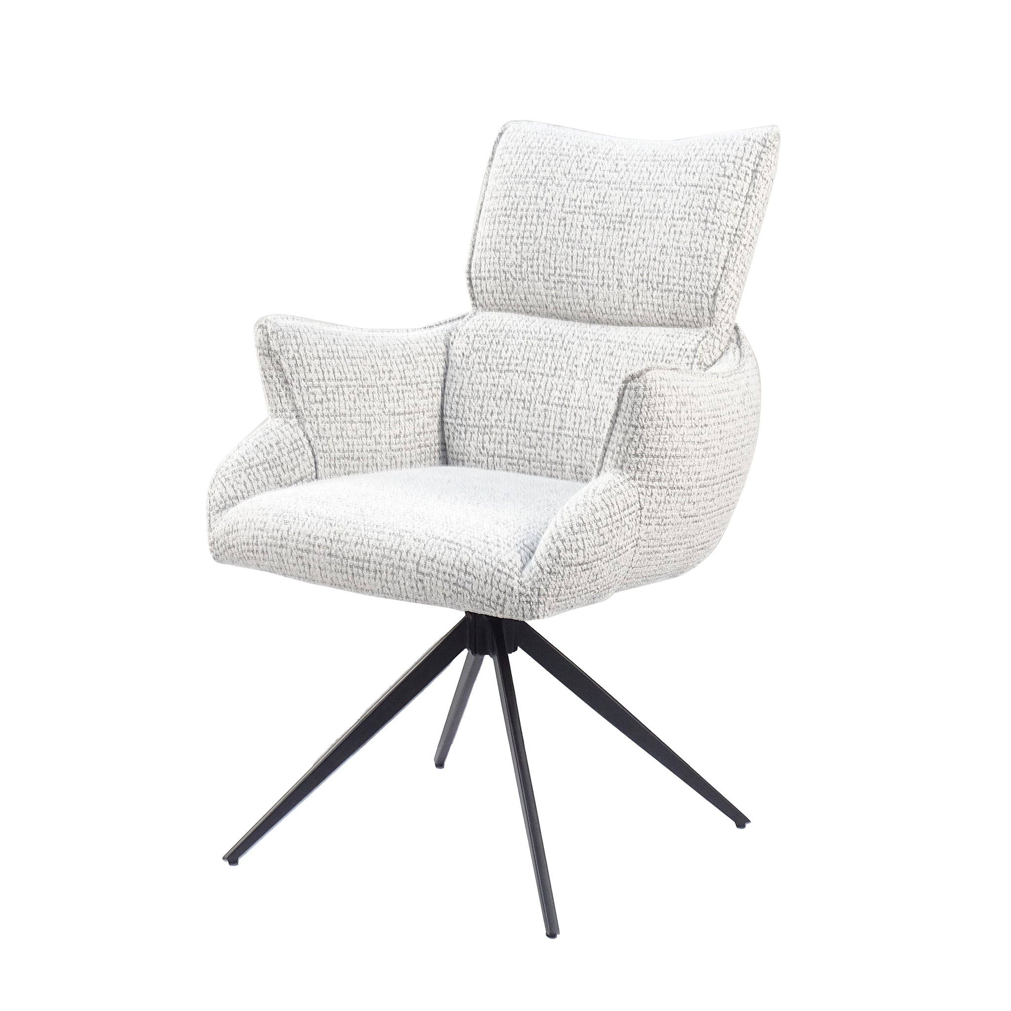 Side profile of forest black high-back swivel armchair showing sculptural layered silhouette and 490 mm seat height — DC-5035