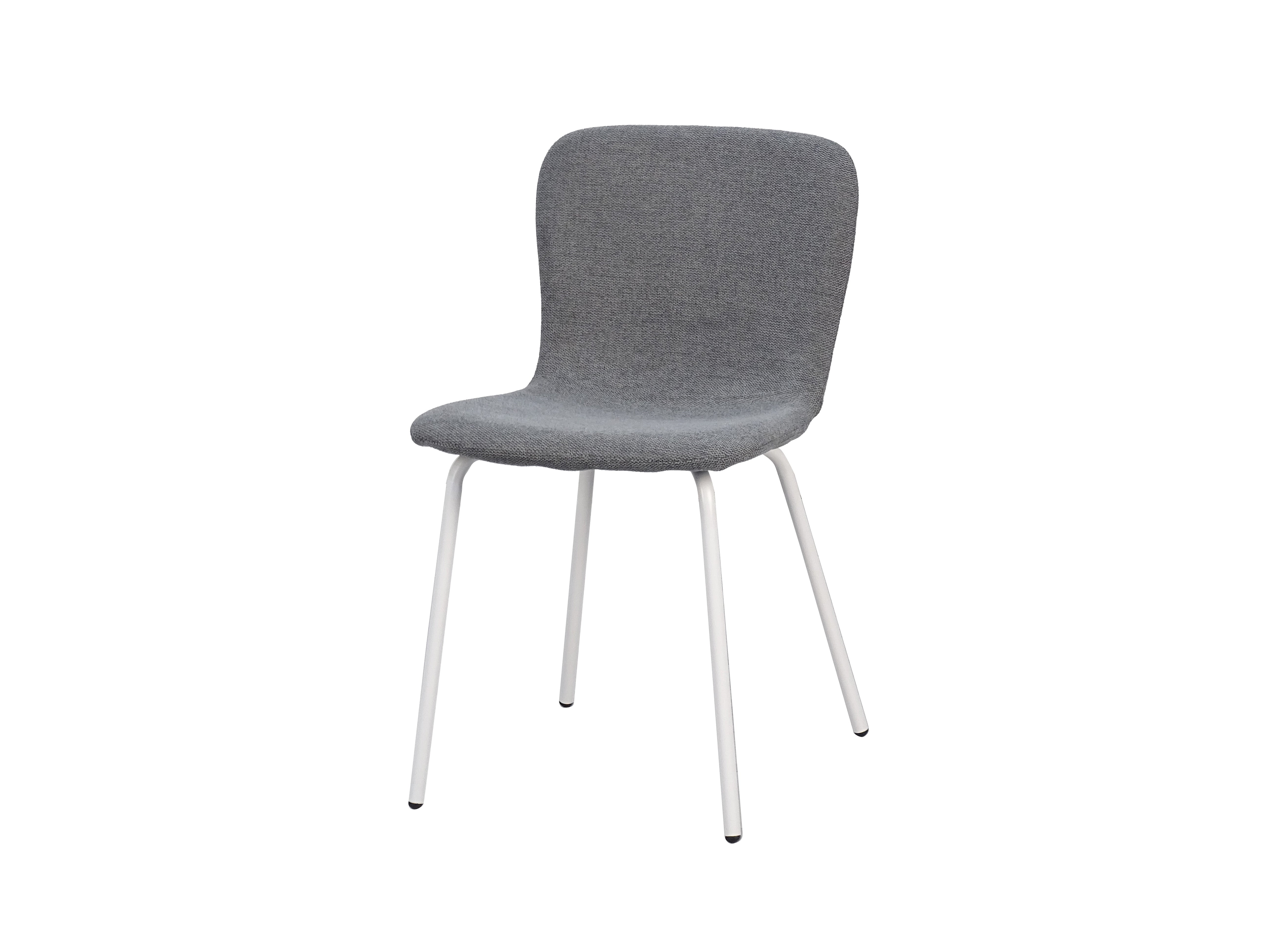 Woven Upholstered Dining Chair in Dark Grey Fabric with Black Metal Legs | DC-1033