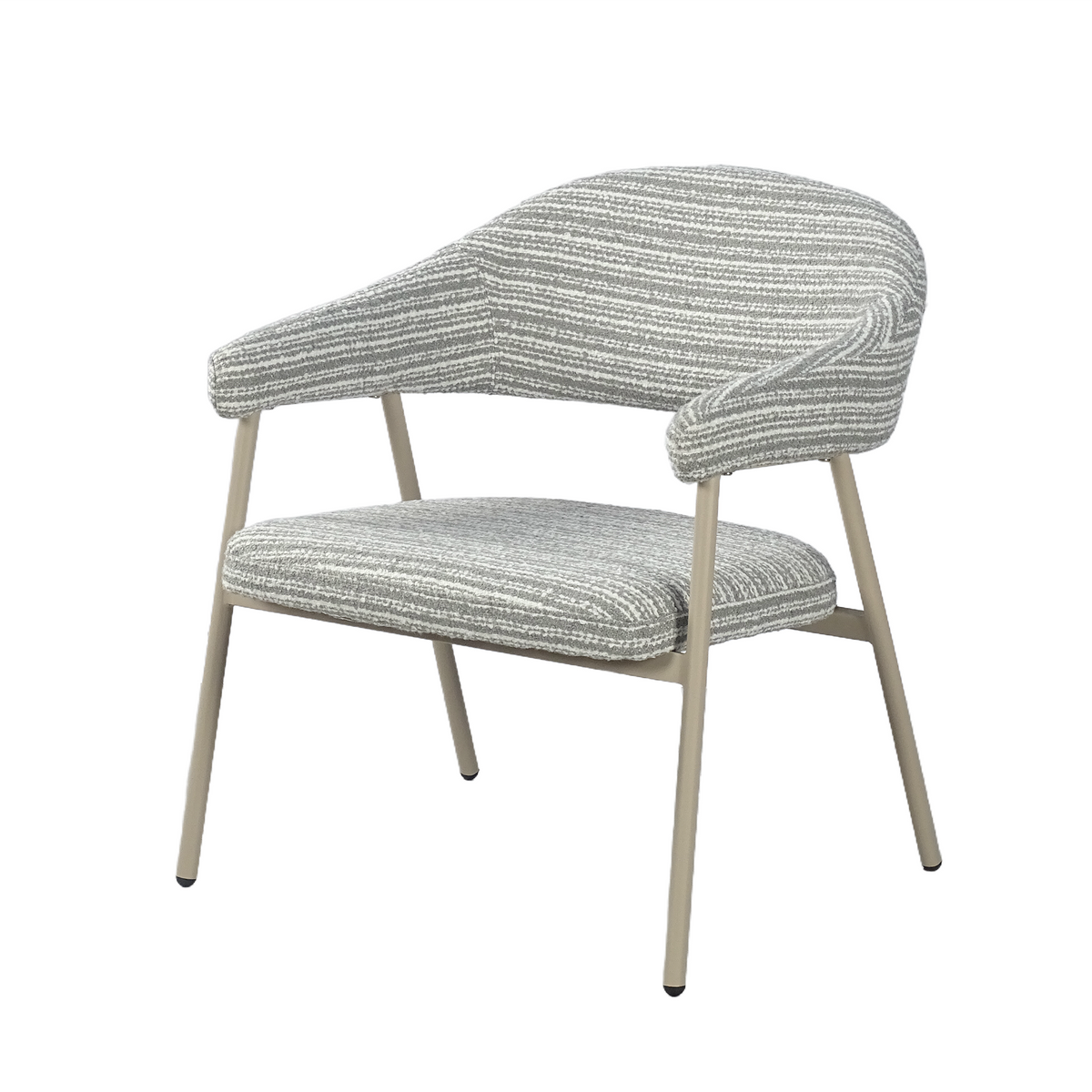 Wraparound bouclé lounge chair with steel tube frame in smoke grey mélange RC-18