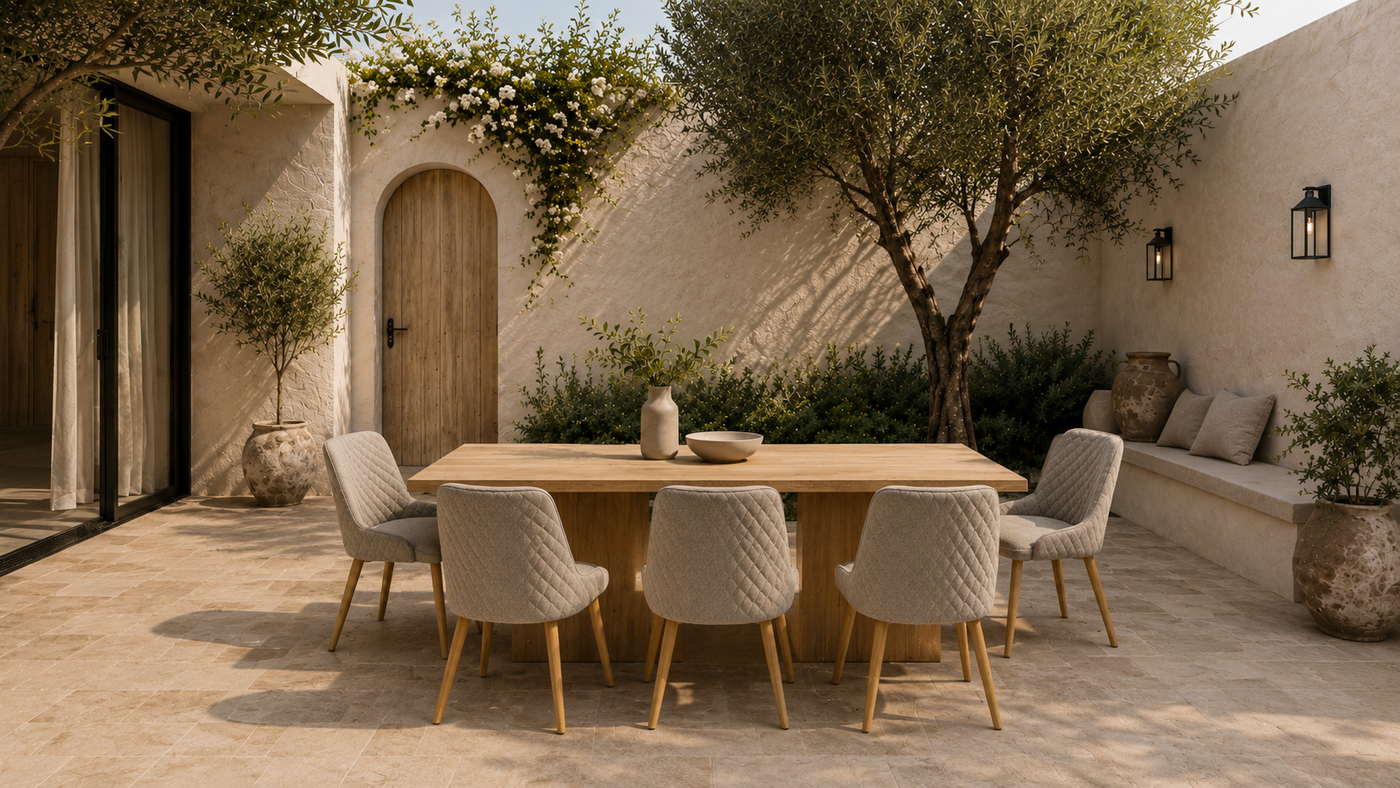 Diamond Quilted Dining Chair — Walled Garden Terrace with [