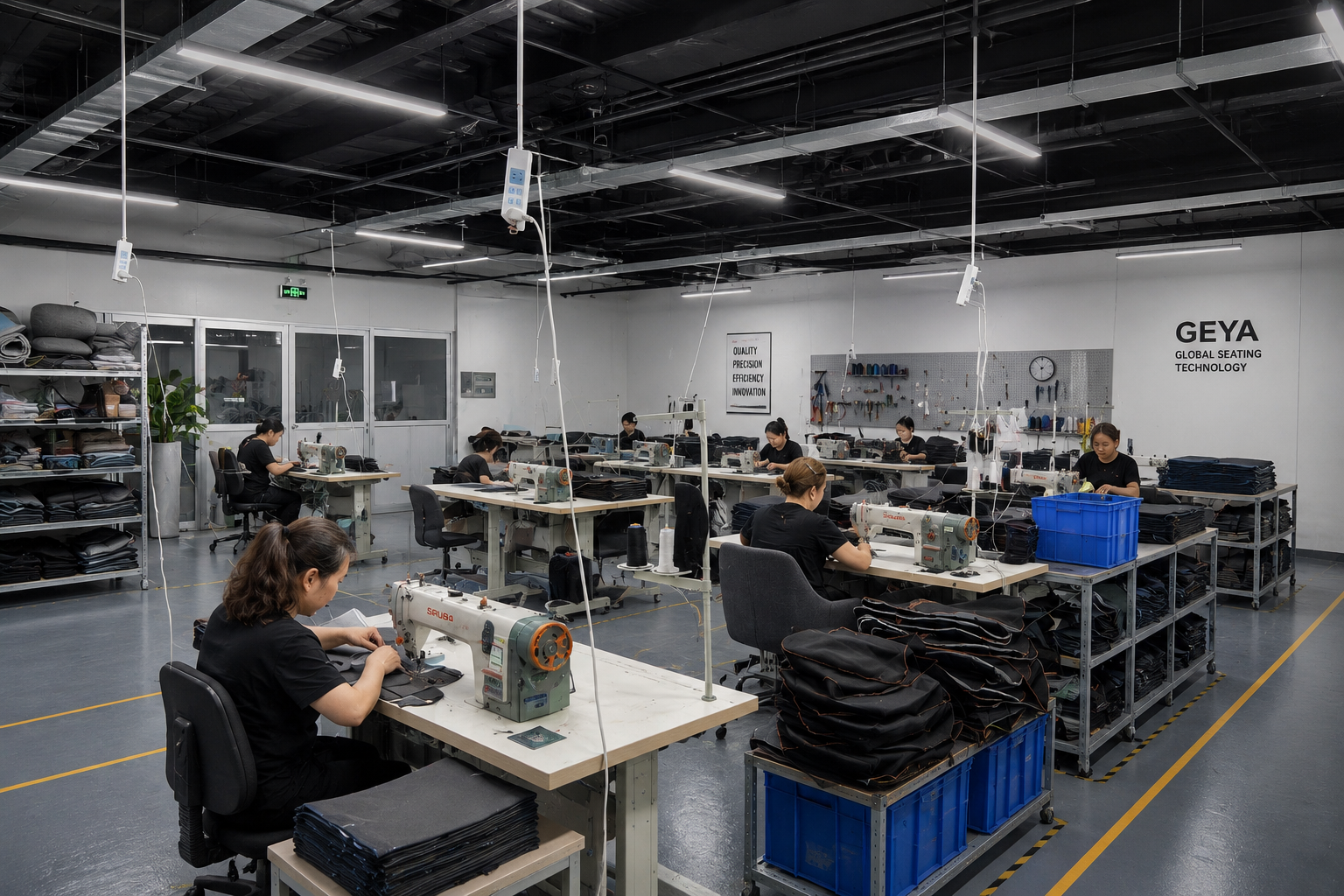 GEYA manufacturing workshop with integrated furniture production lines