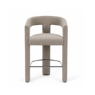 Barrel-back counter stool in sand taupe woven upholstery with slim steel legs, BC-160 Sand Taupe by GEYA Seating
