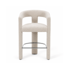 Upholstered barrel counter stool with curved wraparound back and steel base, BC-160 Ivory Cream by GEYA Seating
