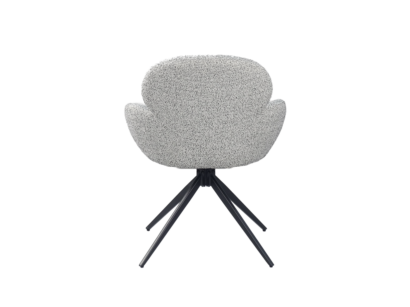 Rear view of oval-back swivel armchair showing four-star matt black steel base and backrest rear profile — DC-5029