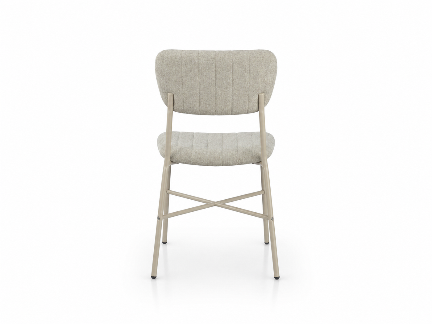 channel-quilted side chair rear view φ25mm round-tube steel frame sand-grain powder coat dc-3261-a