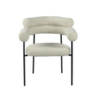 Curved Arm Bouclé Dining Chair — Warm Ivory

