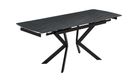 Extending sintered stone dining table in black stone finish expanded to 2000 mm with steel legs, T-105