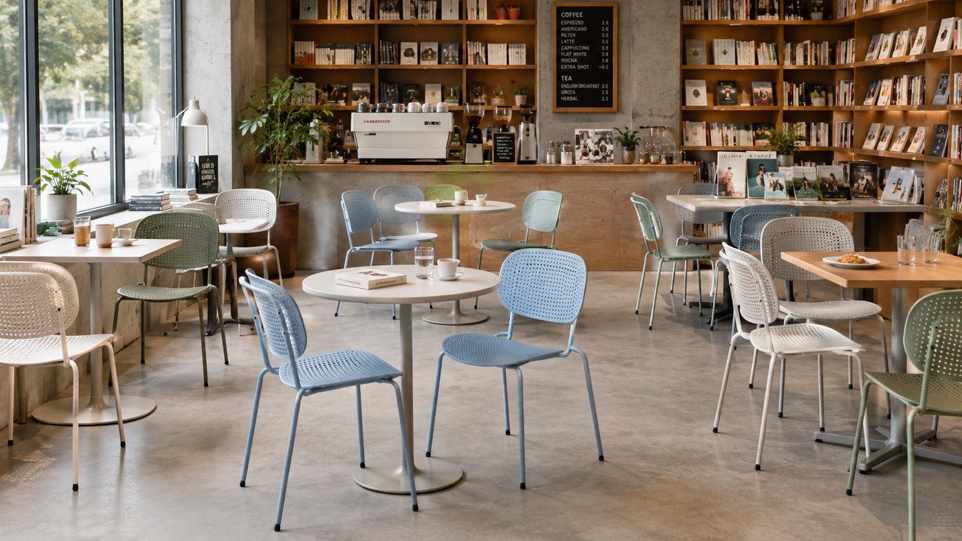 Ventilated PP Chairs for Bookstore Café Seating with [