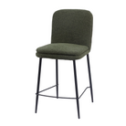 Upholstered bar stool in forest green showing the thick padded backrest and layered seat cushion, BC-110-750