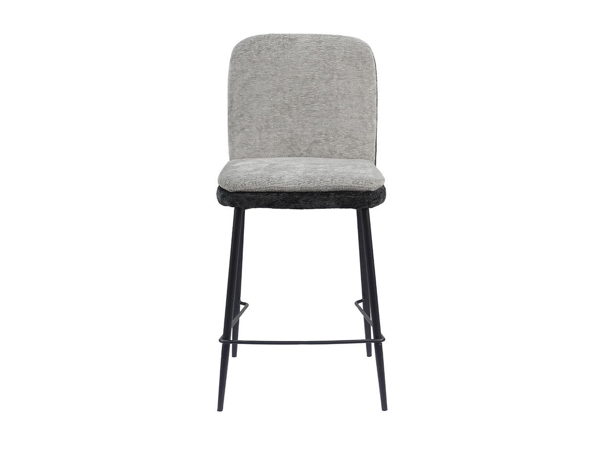 Upholstered bar stool front view showing the thick padded backrest and curved front footrest, GEYA Seating BC-110-750