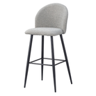 Curved-back bouclé bar stool in Oatmeal Grey for hospitality bar counters BC-50-750

