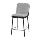 Upholstered bar stool with thick padded back and two-tone grey bouclé fabric, GEYA Seating BC-110-750