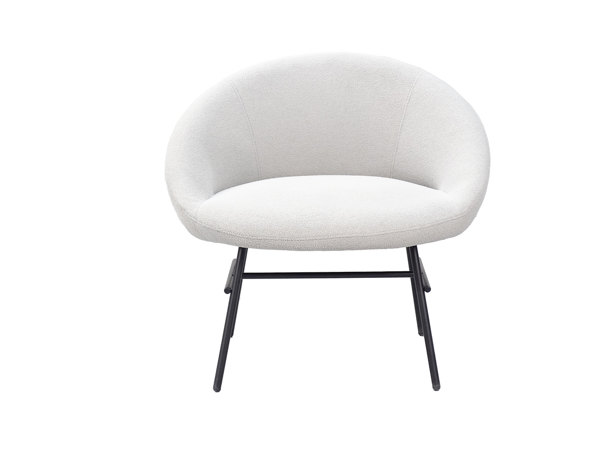 Rounded-shell Contract Bouclé lounge armchair front view in Chalk, GEYA Seating RC-09