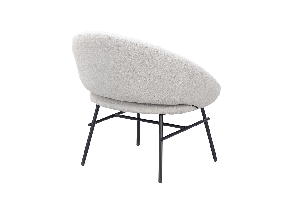 Rear view of lounge armchair showing segmented back panel and H-frame base in Chalk RC-09
