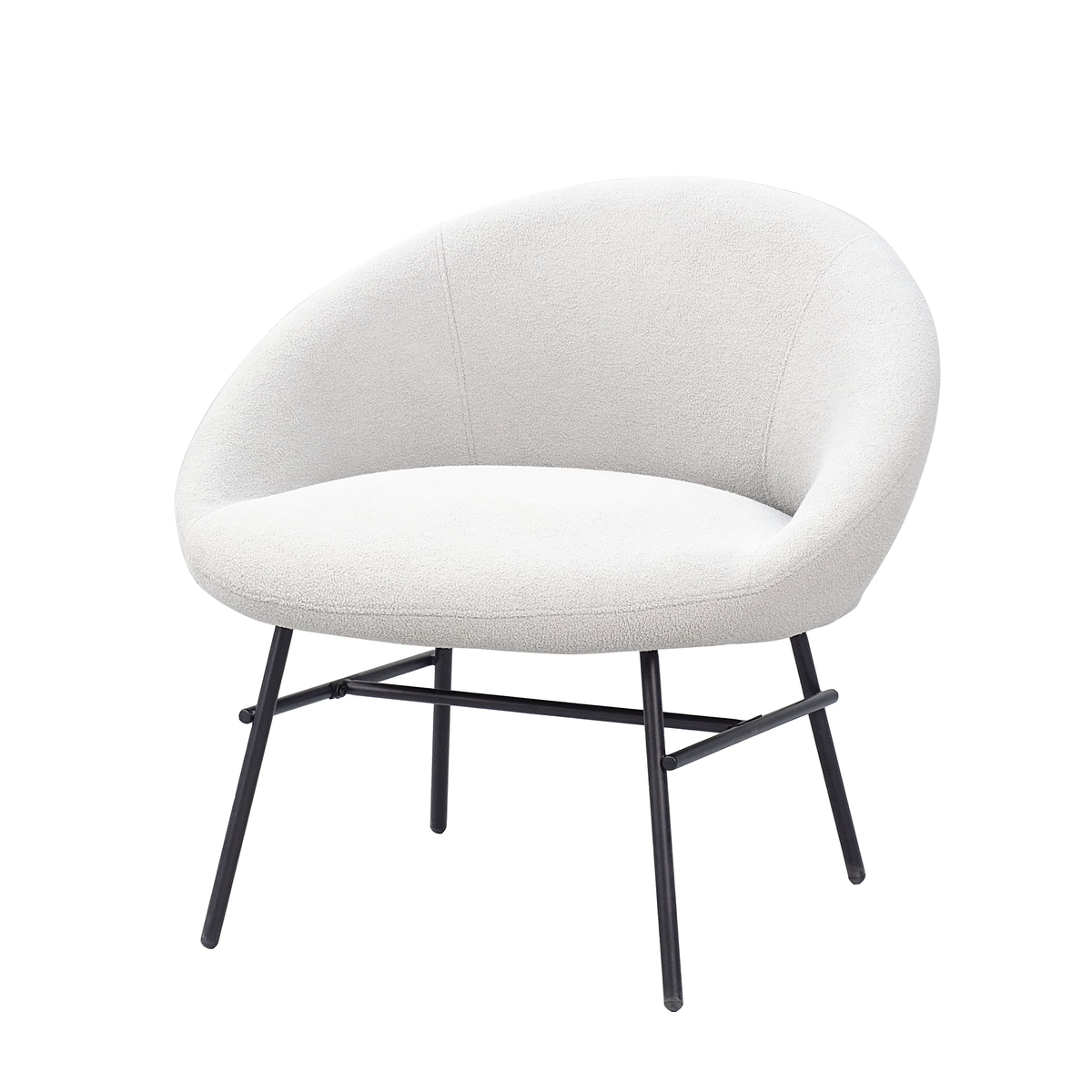Rounded-shell Contract Bouclé lounge armchair in Chalk, GEYA Seating RC-09
