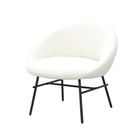 Contract Bouclé lounge armchair with H-frame round-tube base in Cream RC-09