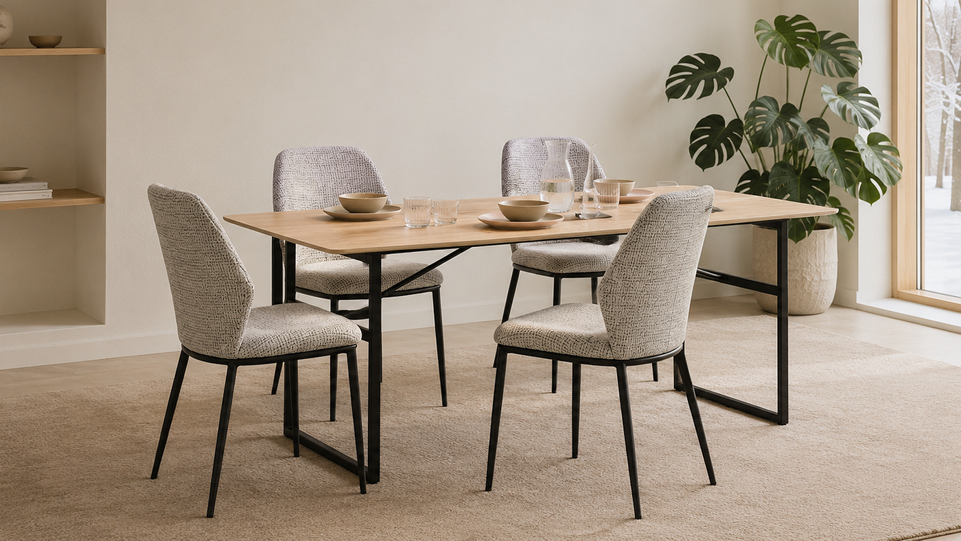 Bouclé Upholstered Dining Chair for Residential Dining Spaces — Light Grey — GEYA DC-3151