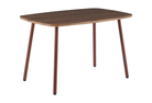 Bow-top dining table in dark walnut wood effect with wood-grain transfer steel legs, T-189