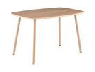 Bow-top natural oak effect dining table with splayed legs for modern cafe seating, T-189