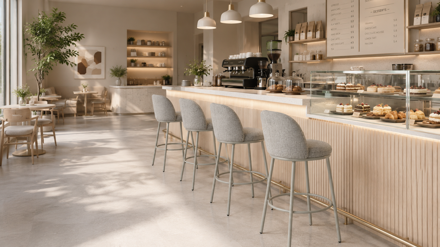 Upholstered Counter Stool with Back for Café Counter Seating with [