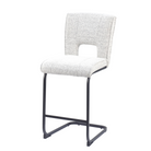 Cantilever bar stool in chalk white textured woven fabric with cutout back for hospitality counters, GEYA Seating BC-93-750