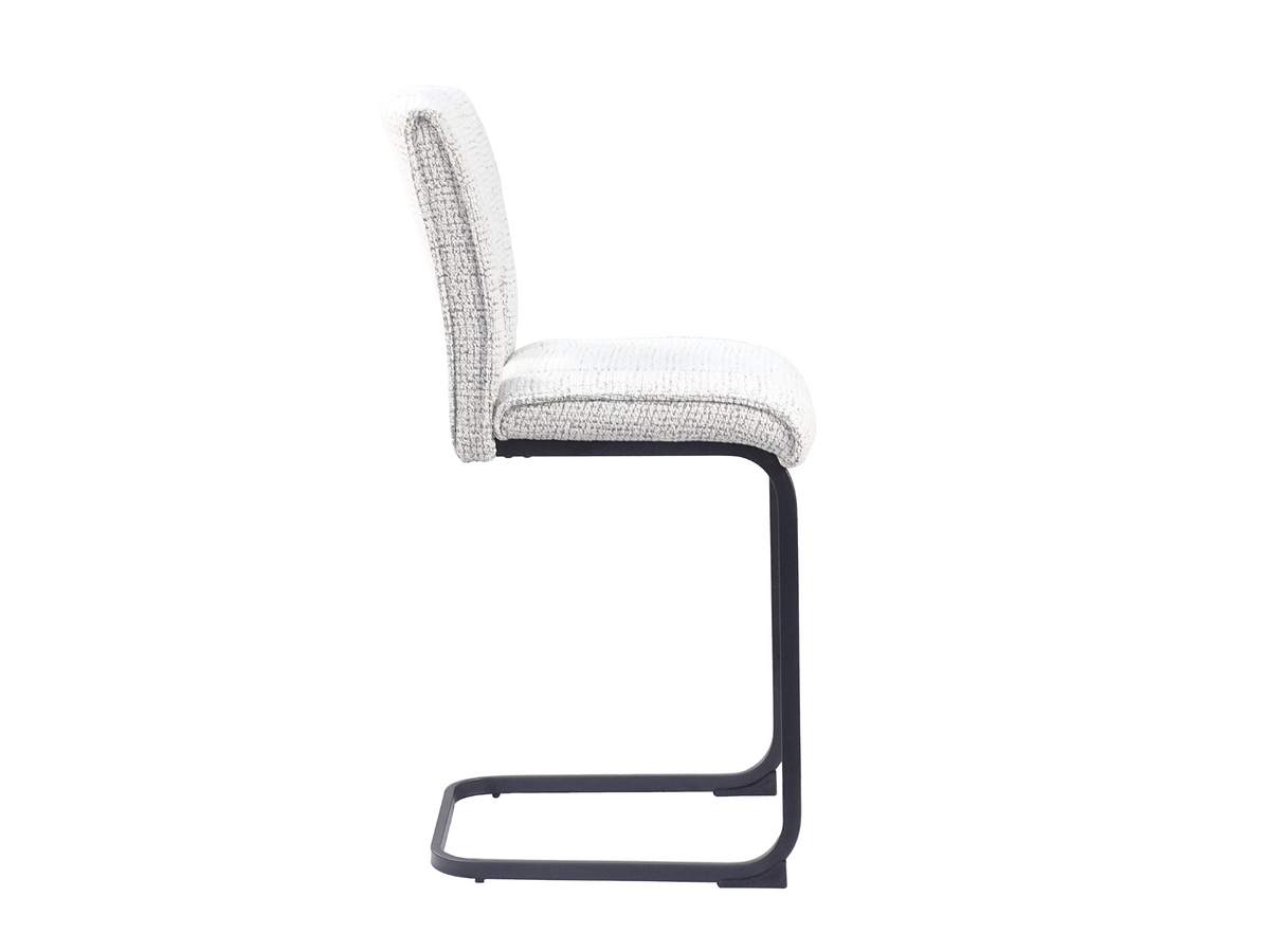 Cantilever bar stool in chalk white upholstery showing the steel side profile and 750 mm seat height, BC-93-750