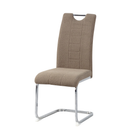 High-back cantilever meeting chair in warm taupe linen-look fabric with chrome frame — GEYA Seating DC-3028